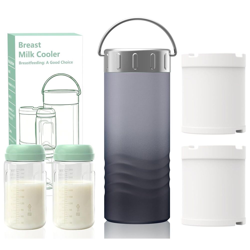 20oz Portable Breast Milk Cooler 24H Cooling 2 Bottles Black